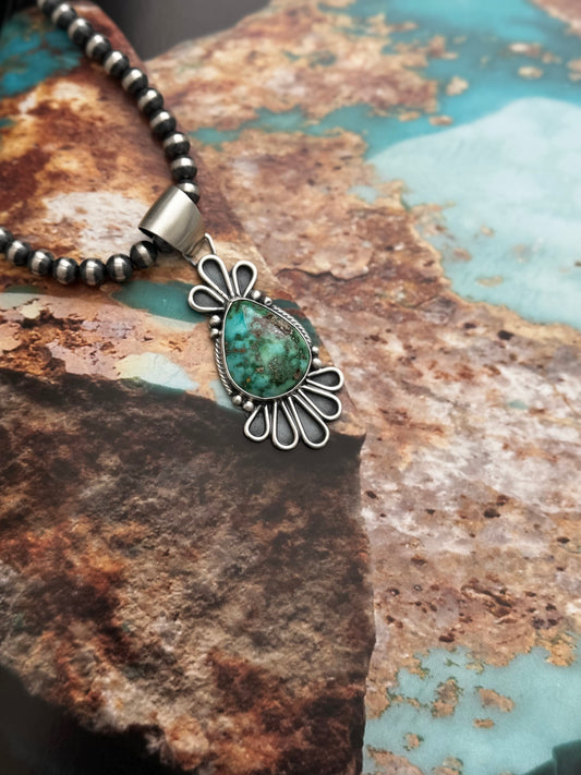 Tear Drop Pendant - Sonoran Turquoise - Native Handmade - ST SO (artist)