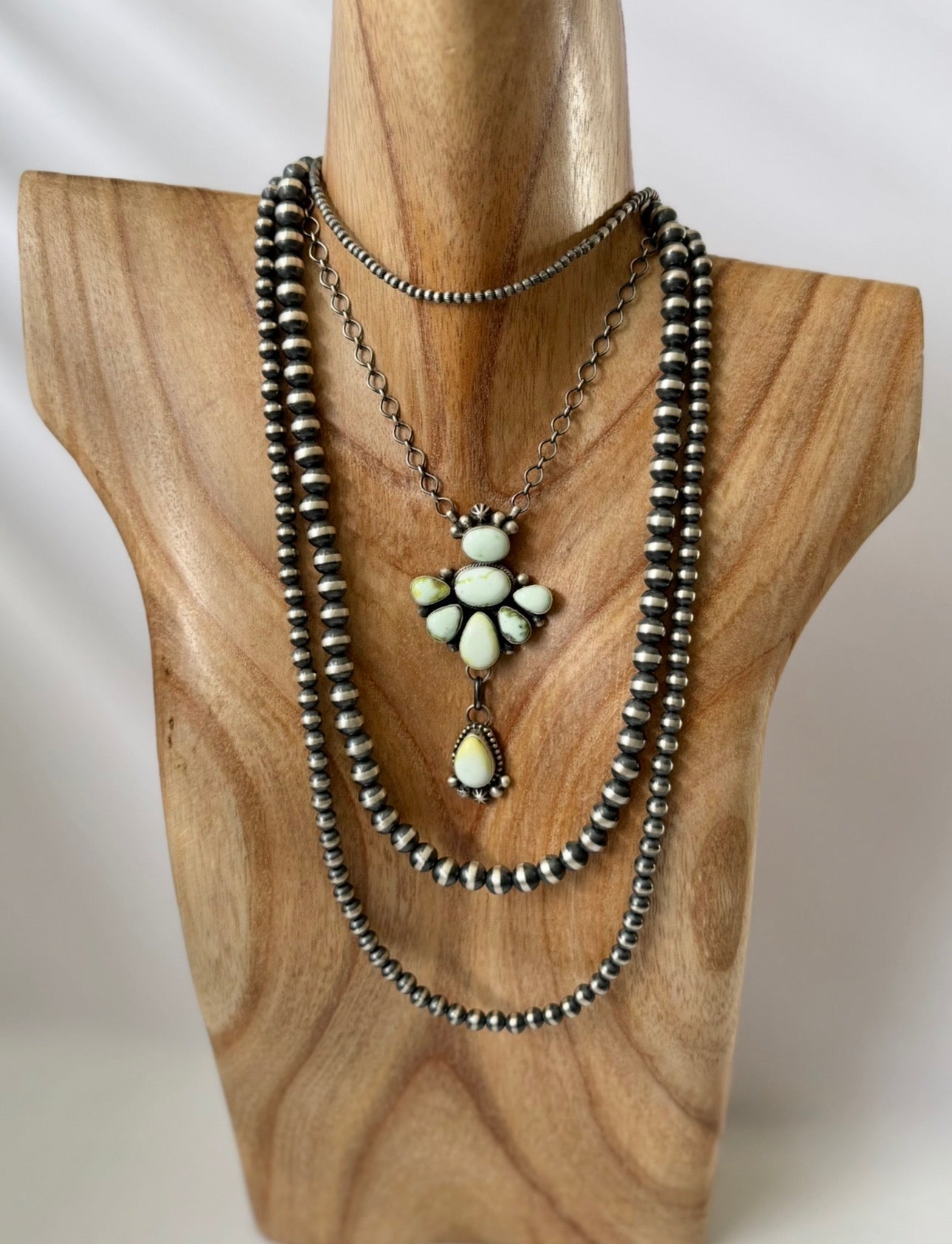 Necklace - Sonoran GoldTurquoise - Sterling Silver - Native Handmade - Lorenzo Juan (Artist)