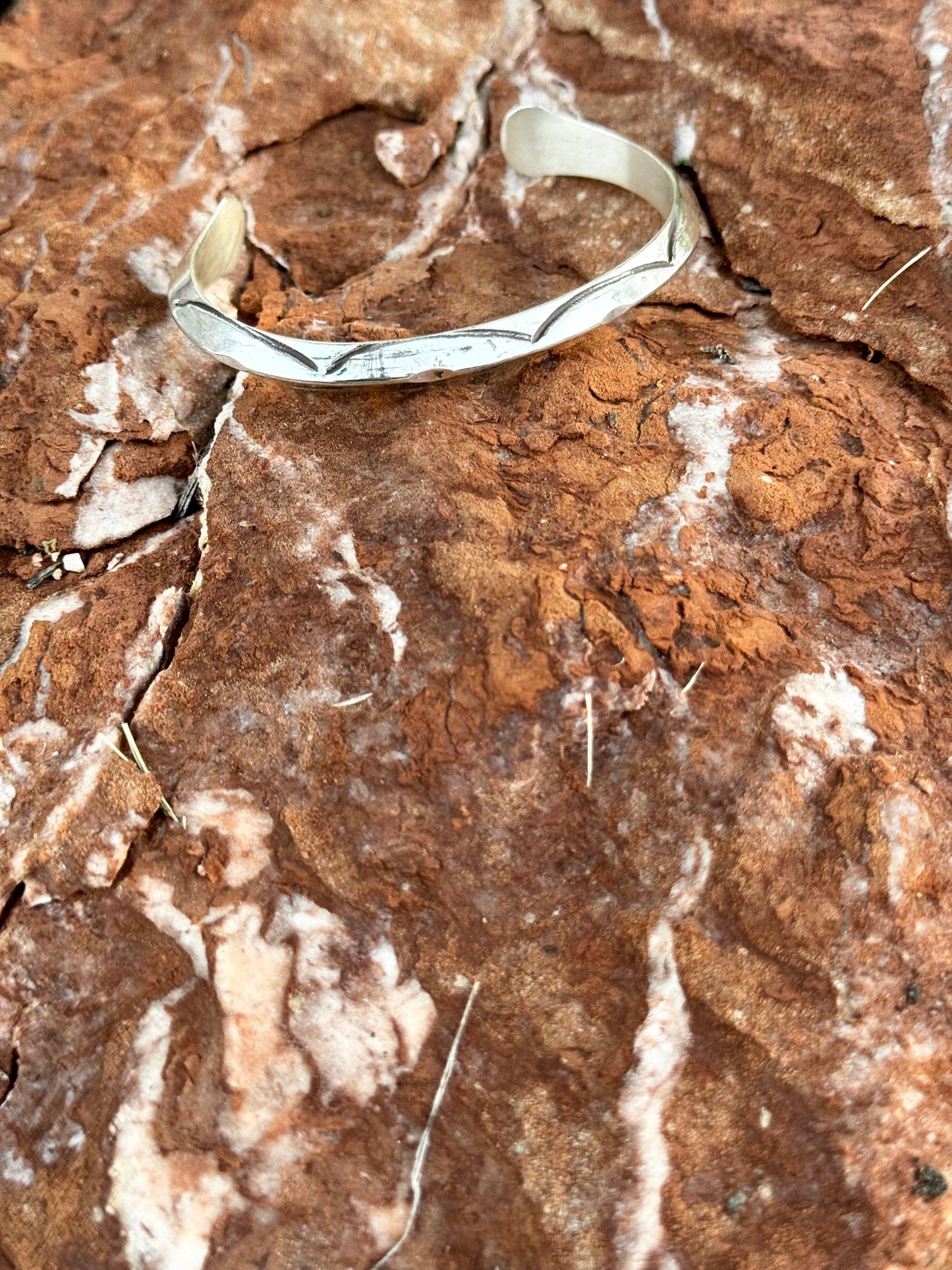 Cuff Bracelet with Design- Sterling Silver