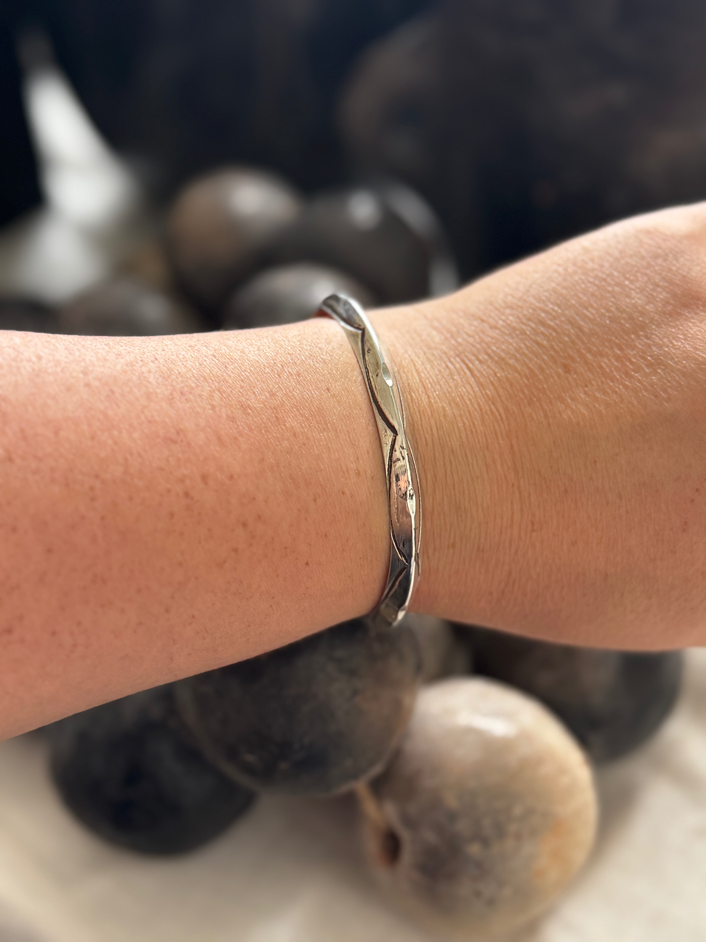 Cuff Bracelet with Design- Sterling Silver
