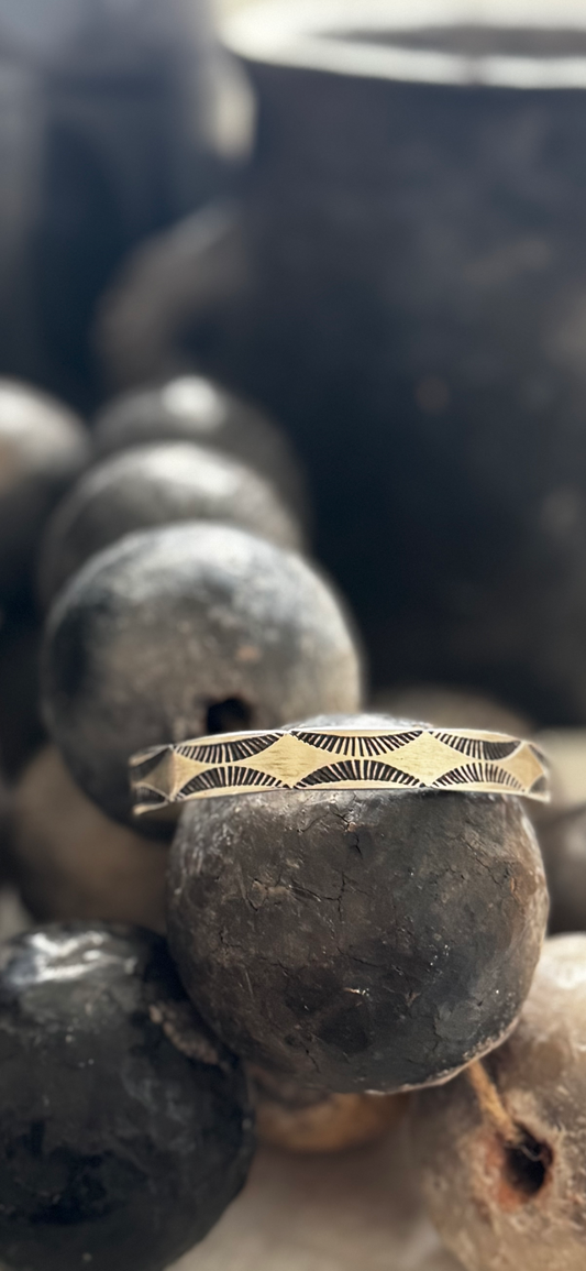 Cuff Bracelet with Design - Sterling Silver - Native Handmade - Elvira Bill (artist)