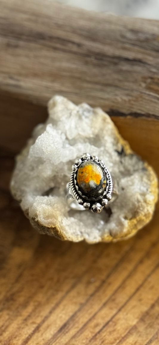 Oval Ring - Bumblebee Jasper - Sterling Silver - Size 6