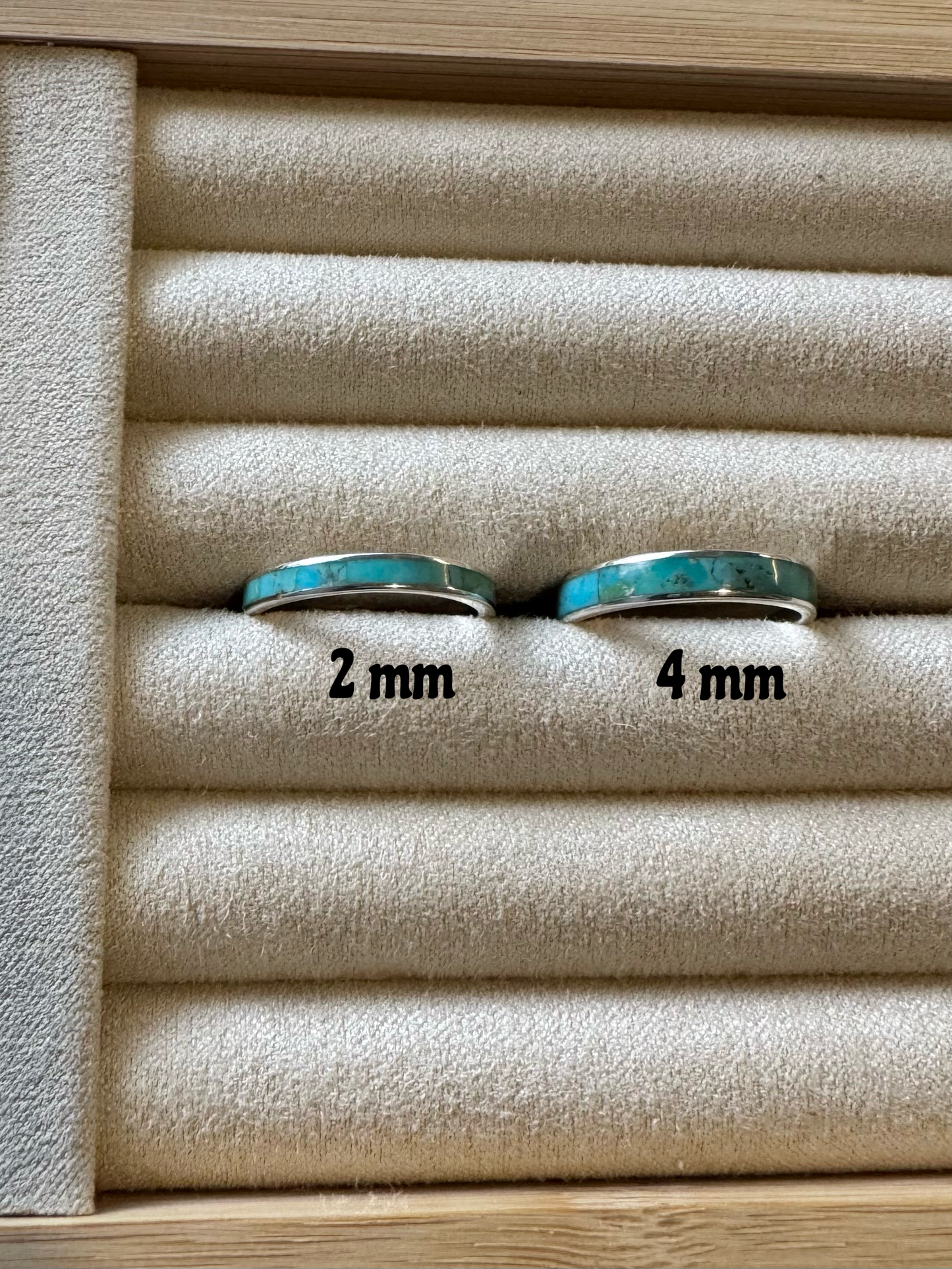 Turquoise Wedding Band 2mm - Sterling Silver