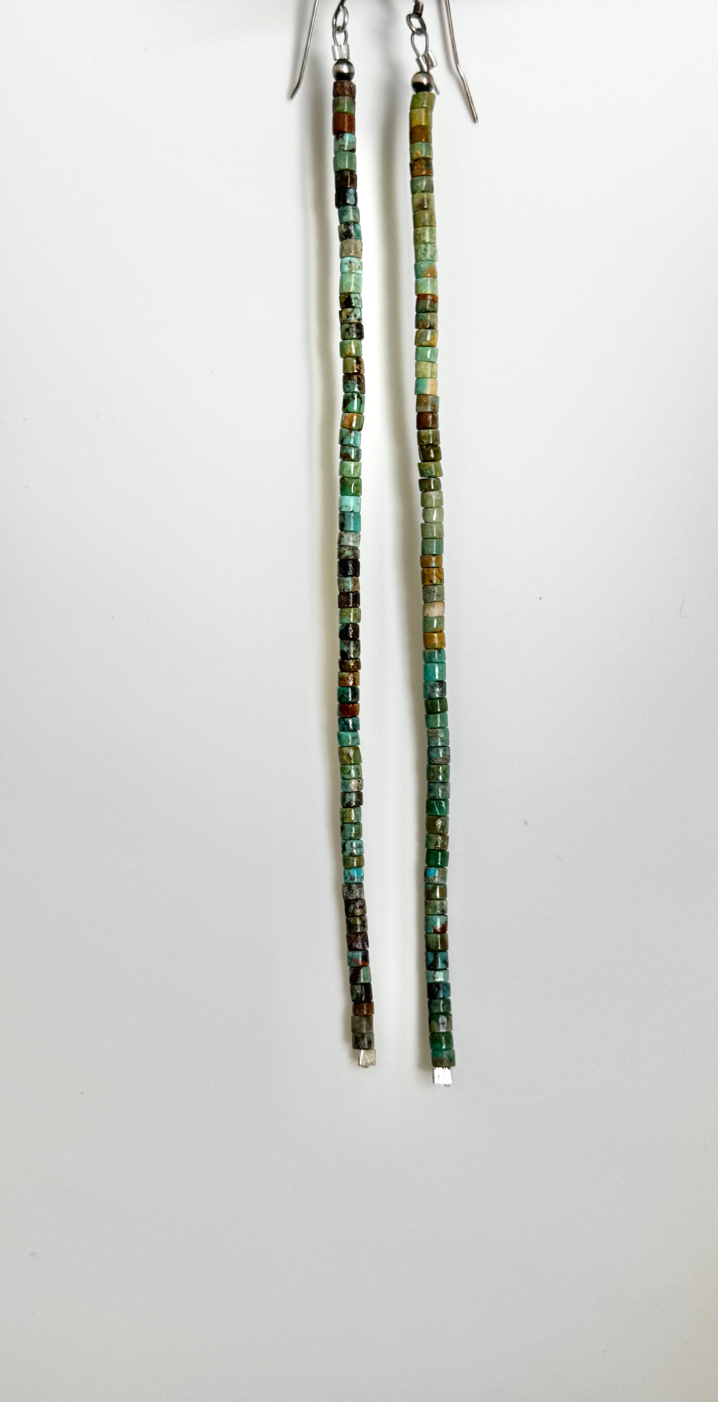 Red Mountain Turquoise Beaded Earrings - Sterling Silver