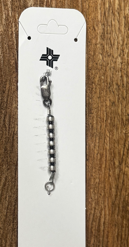 Necklace Extender - Pearl Beads - Sterling Silver - 2"