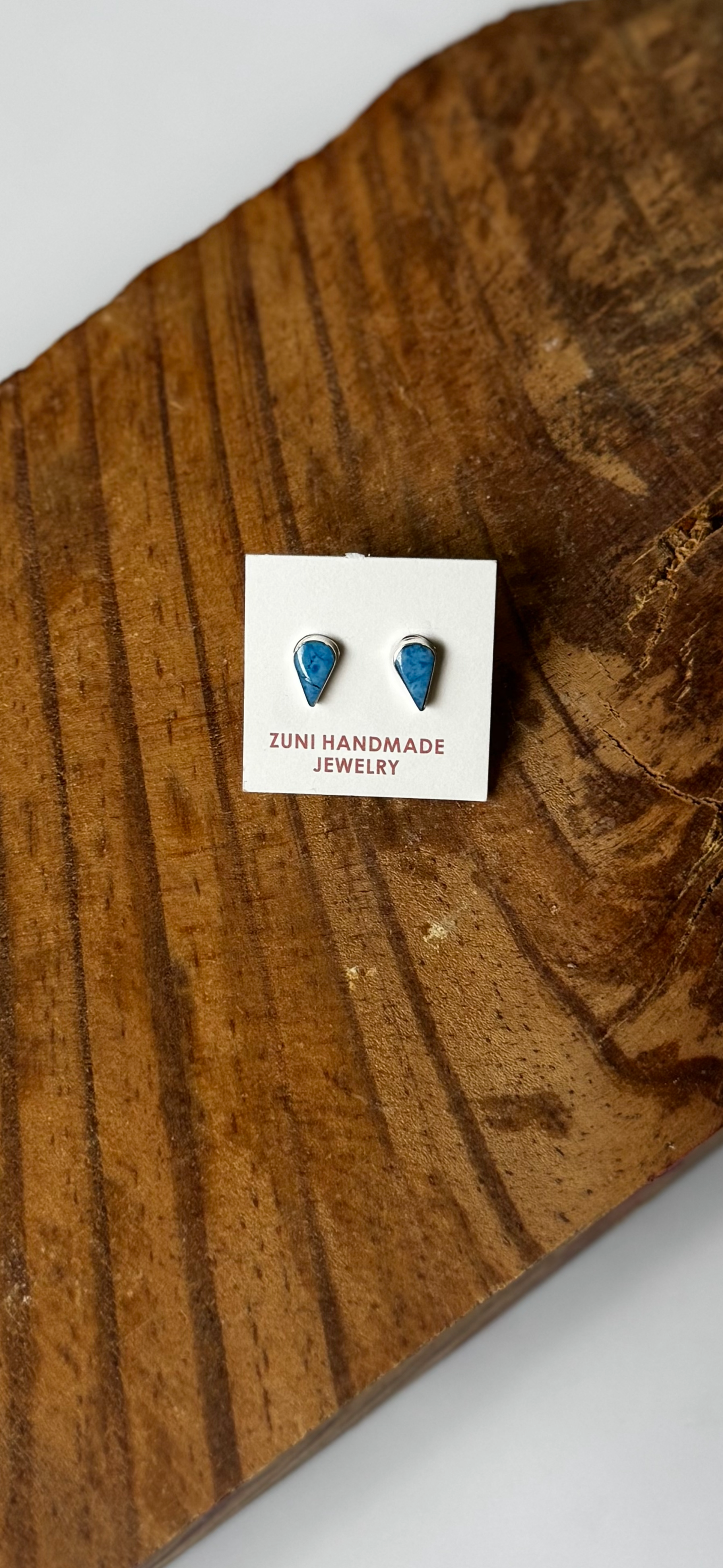 Tear Drop Earrings - Denim Lapis - Sterling Silver - Native Handmade - Angie Rosetta (artist)