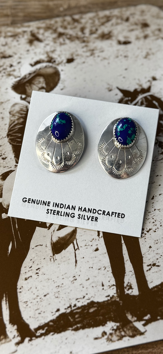 Posts with Stone Earrings - Sterling Silver - Native Handmade - Brenda Pete (artist)