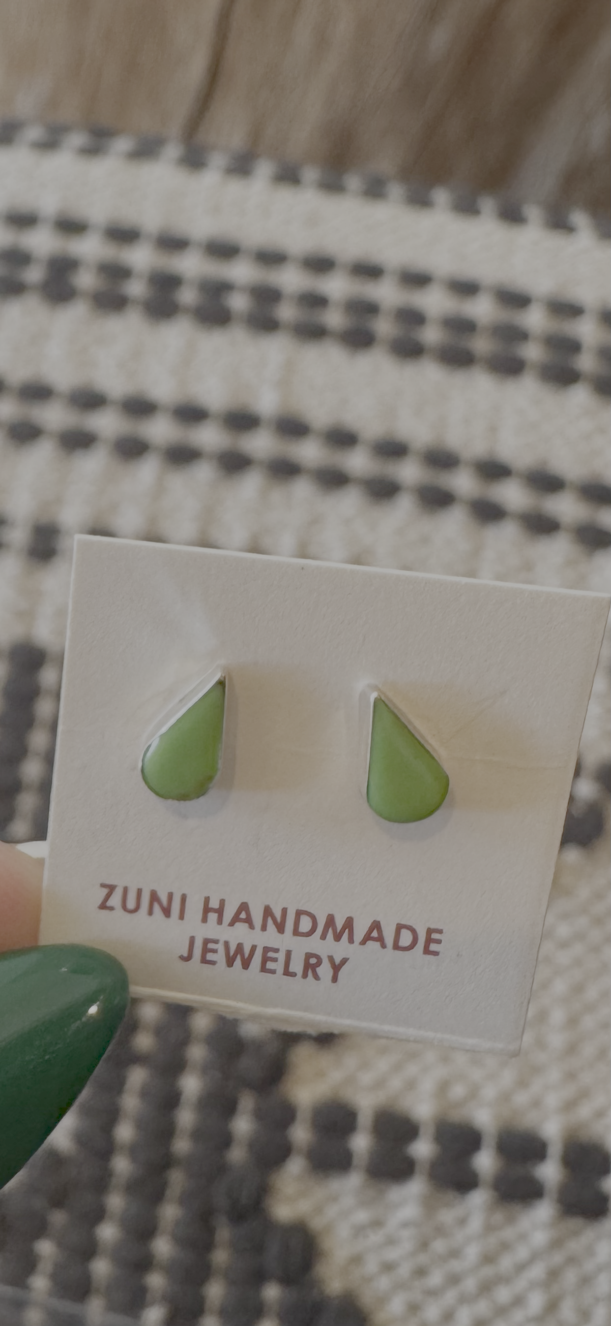 Tear Drop Earrings - Gaspeite - Sterling Silver - Native Handmade - Angie Rosetta (artist)