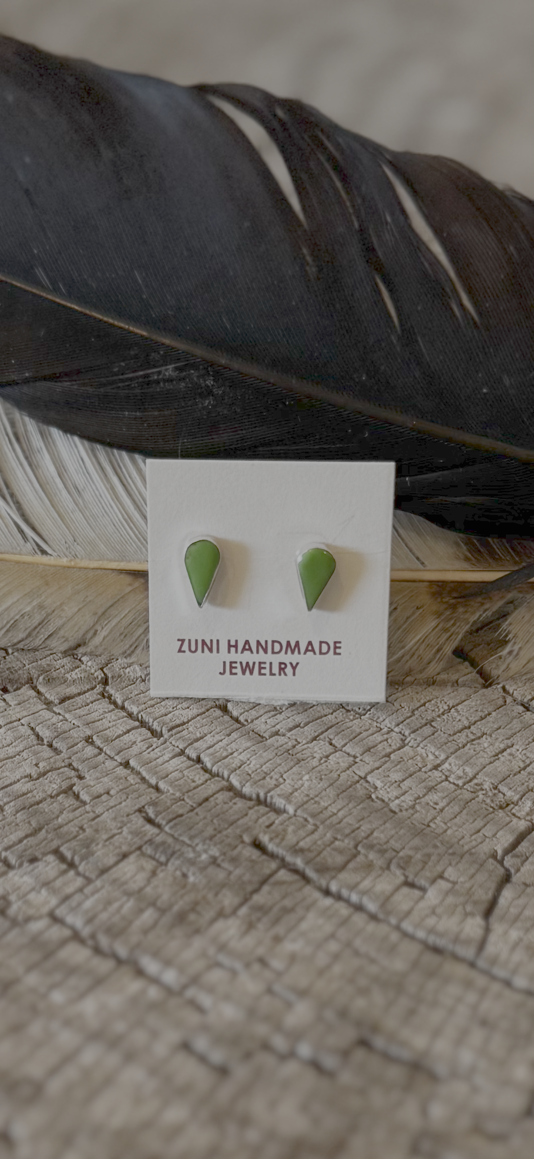 Tear Drop Earrings - Gaspeite - Sterling Silver - Native Handmade - Angie Rosetta (artist)