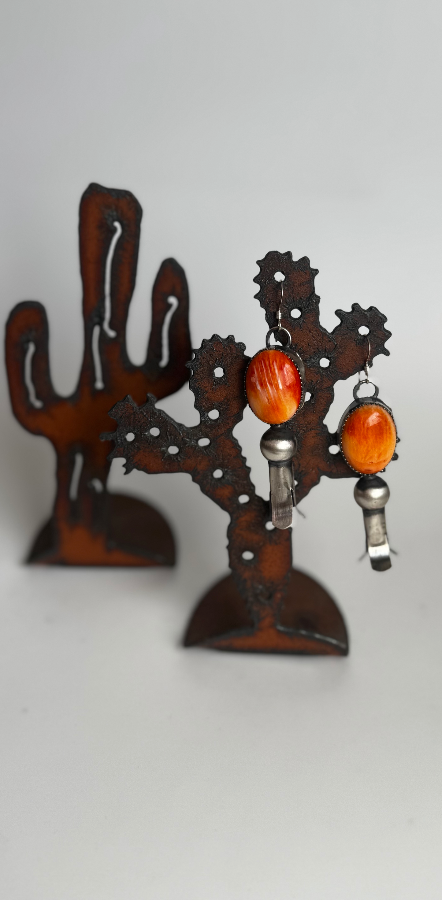 Blossom Earrings - Orange Spiny Oyster - Sterling Silver - Native Handmade - Tia Long (Artist)