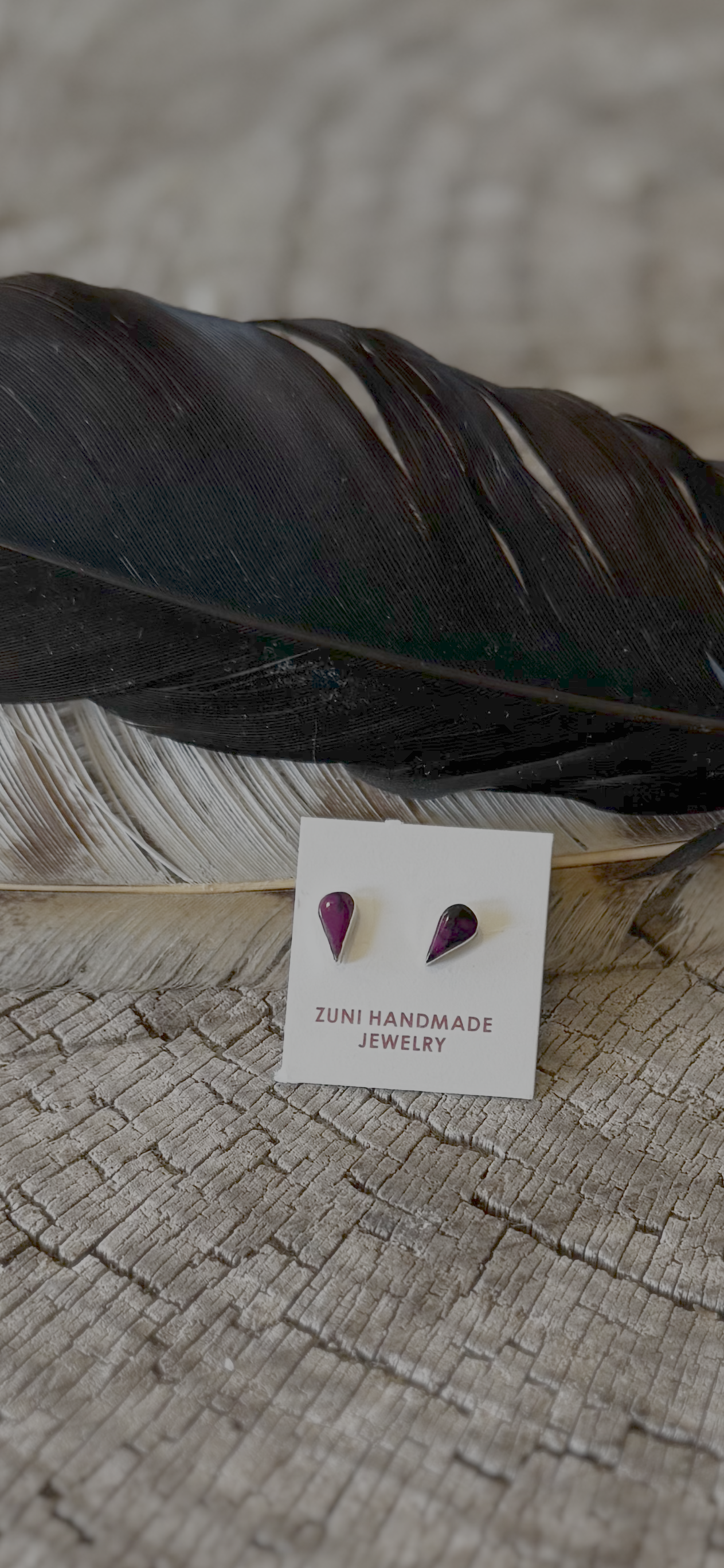Tear Drop Earrings - Purple Spiny Oyster - Sterling Silver - Native Handmade - Angie Rosetta (artist)