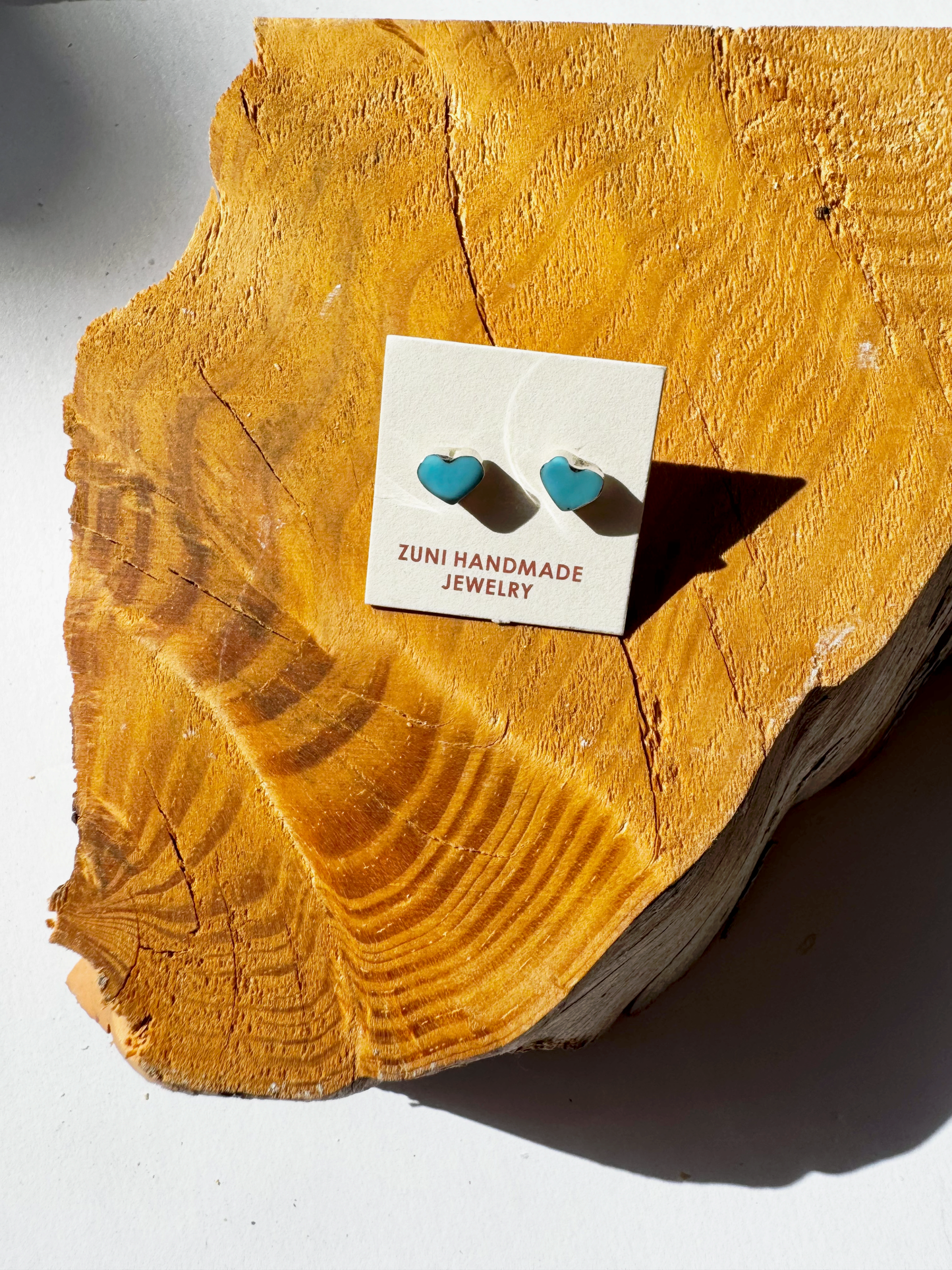 Small Turquoise Heart Earrings - Sterling Silver - Native Handmade - Dorothy Weha (artist)