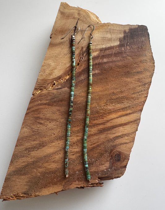 Red Mountain Turquoise Beaded Earrings - Sterling Silver