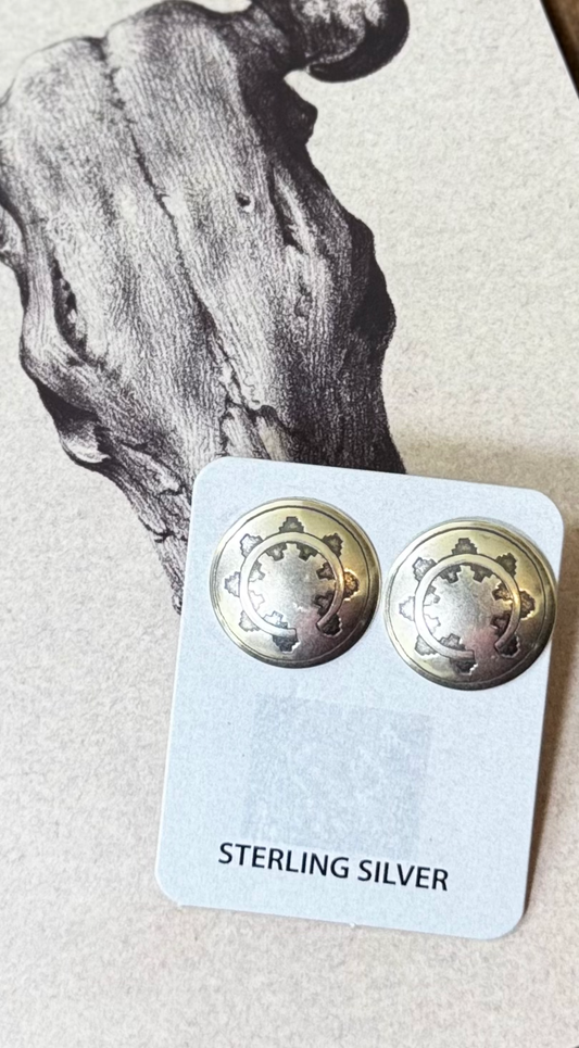 Concho Post Earrings - Sterling Silver
