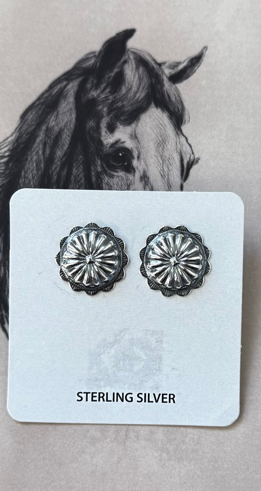 Concho Post Earrings - Sterling Silver