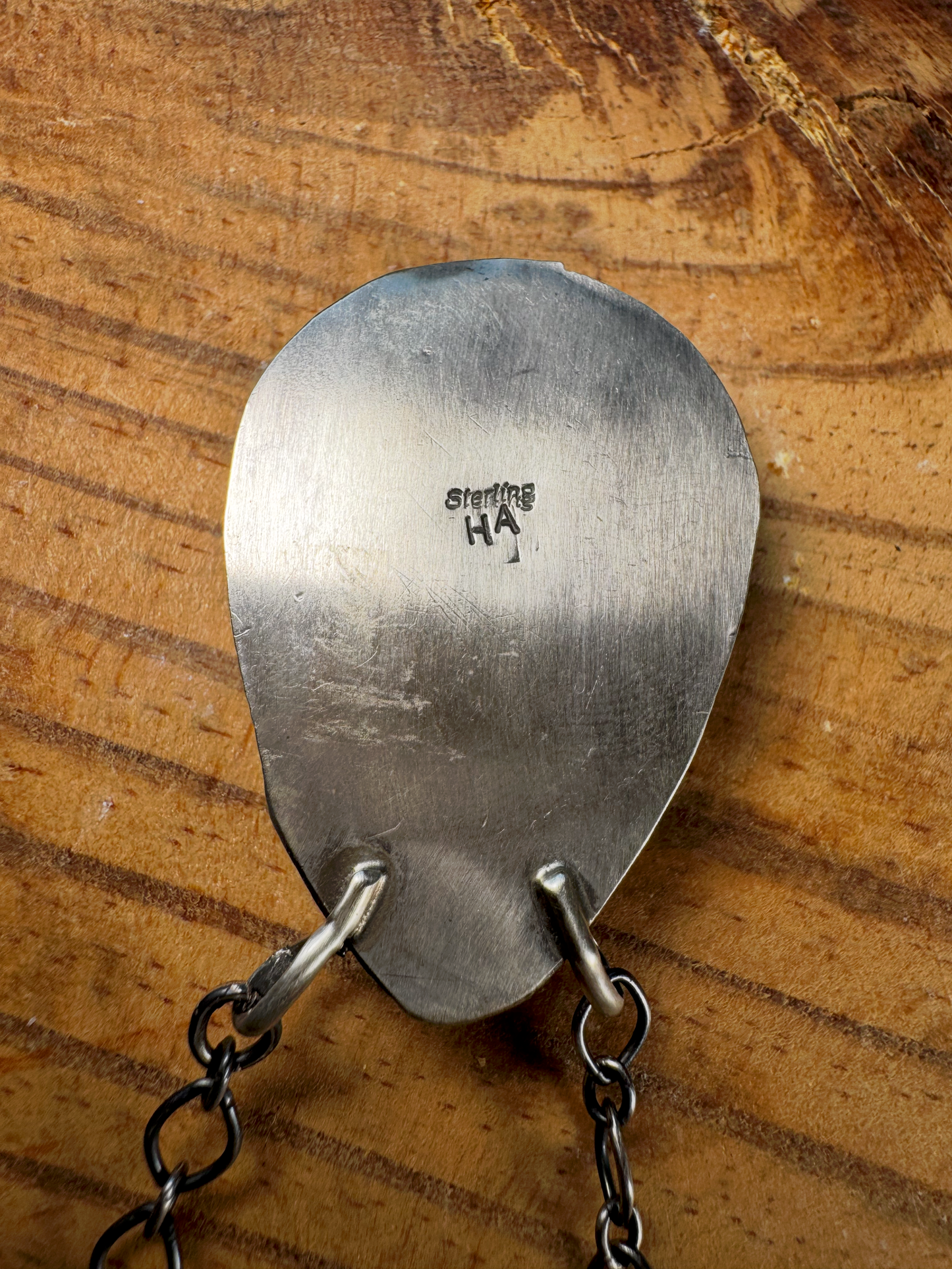 Tear Drop Necklace with Stone - Onyx - Sterling Silver - Native Handmade - HA (artist)