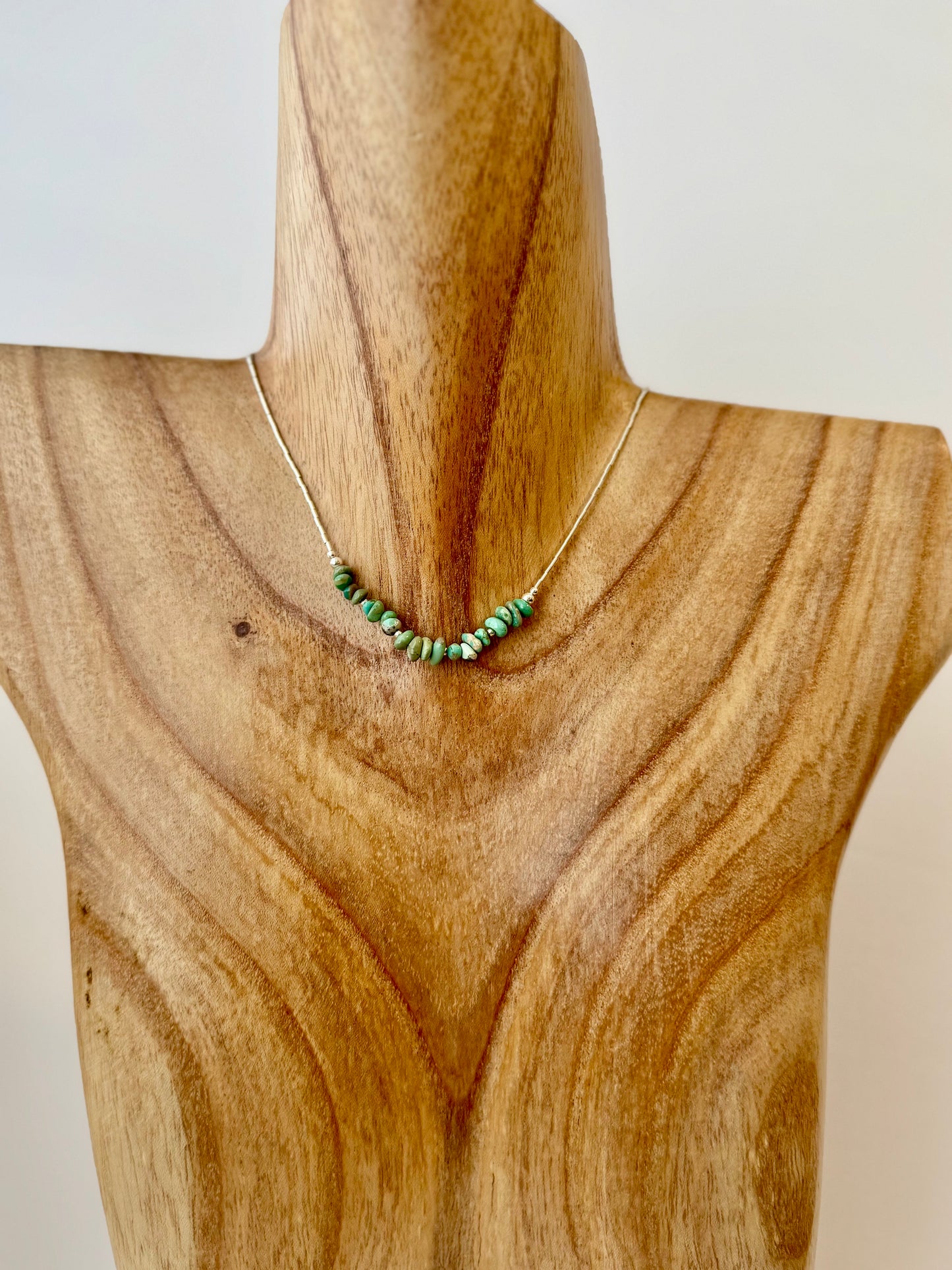 Liquid Silver Turquoise Nuggets Necklace- 15.5" -Sterling Silver