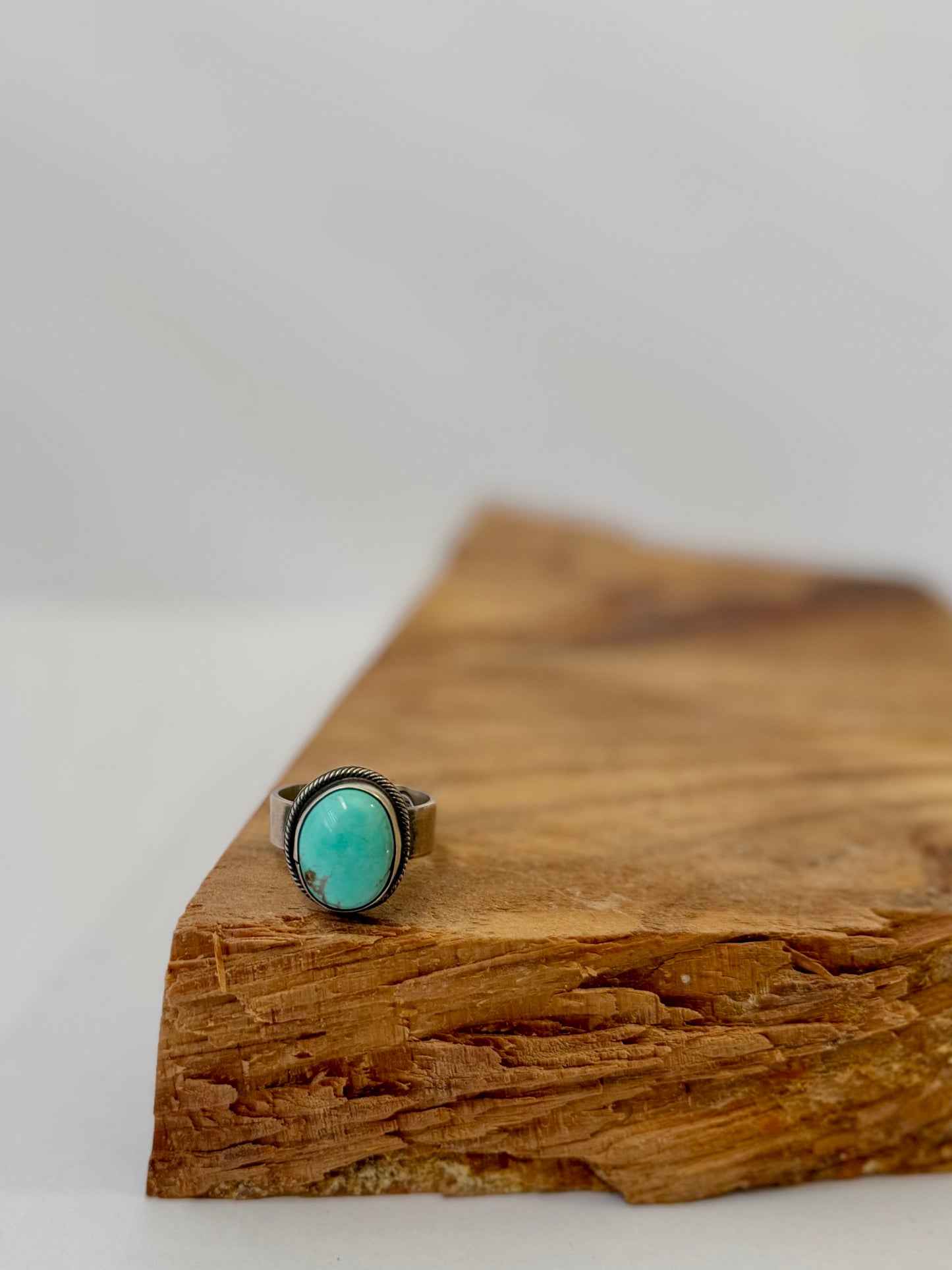 Round Royston Turquoise Ring - Sterling Silver - Native Handmade - Antoinette Martinez (Artist)