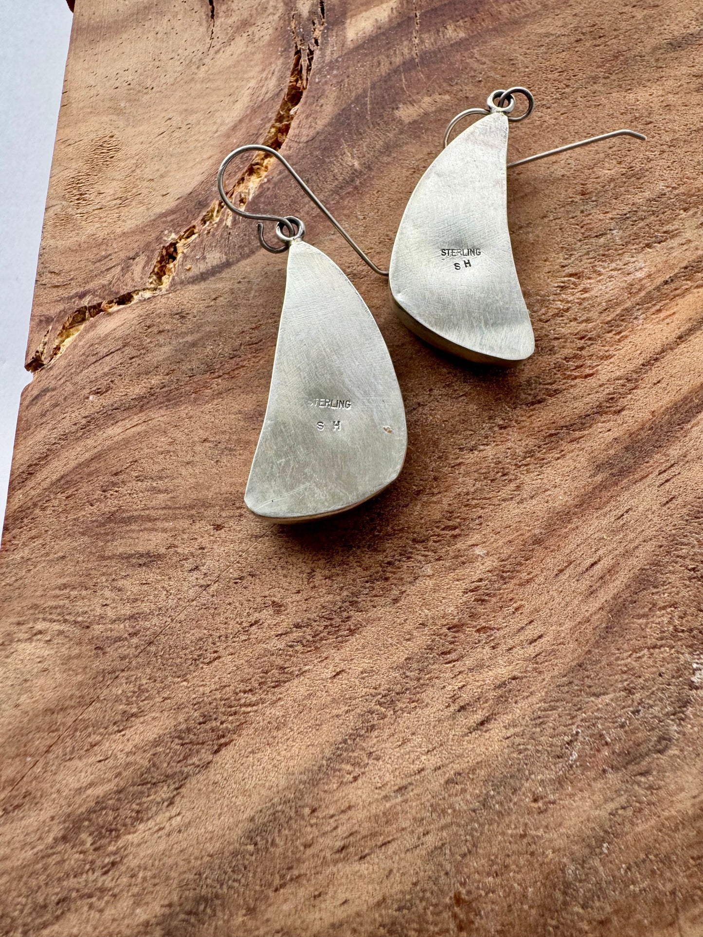 Black Jack Turquoise Dangle Earrings - Sterling Silver - Native Handmade - Shirley Henry (Artist)