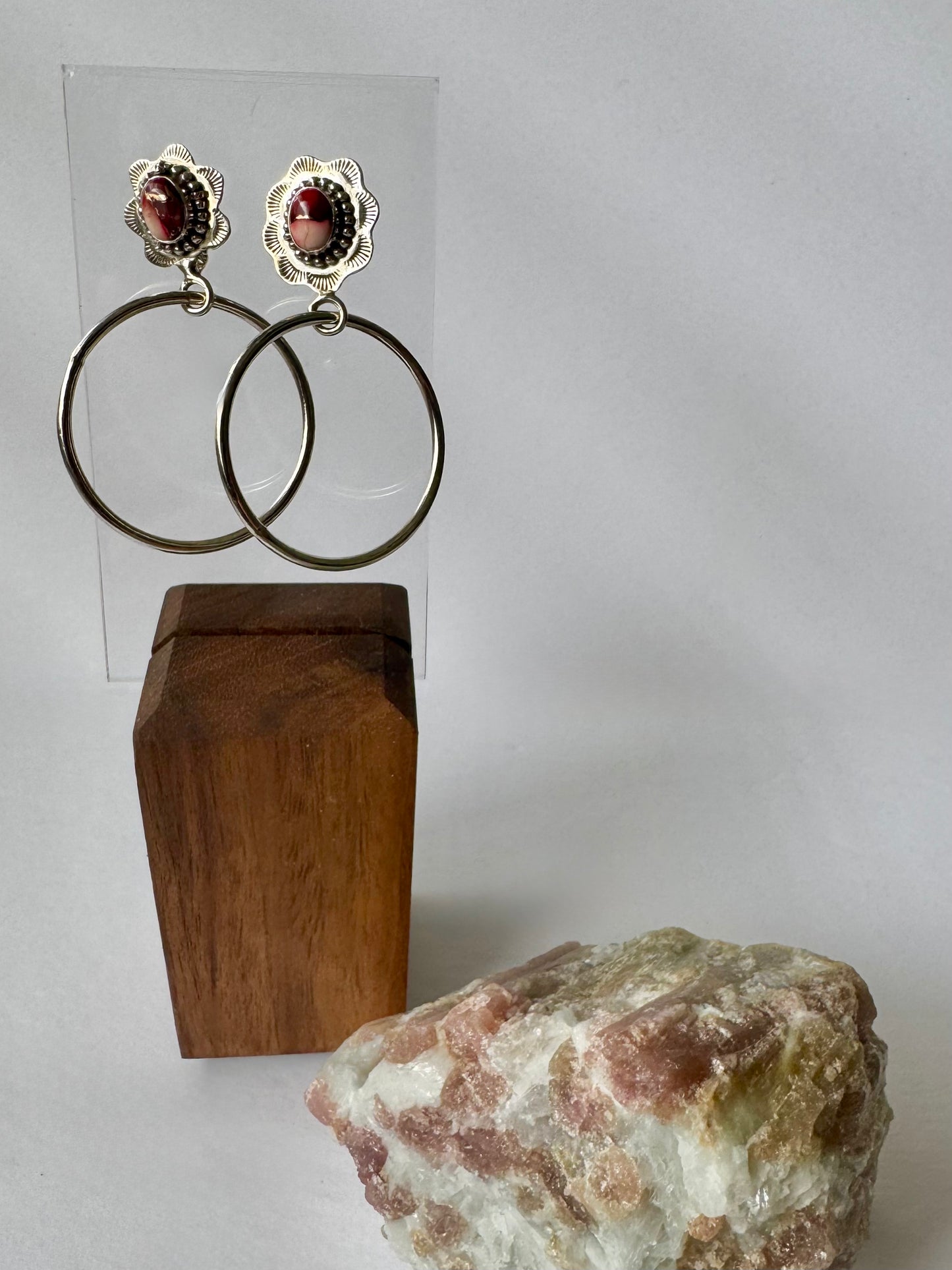 Rose Dahlia Flower Hoops- Sterling Silver -Hada Collection