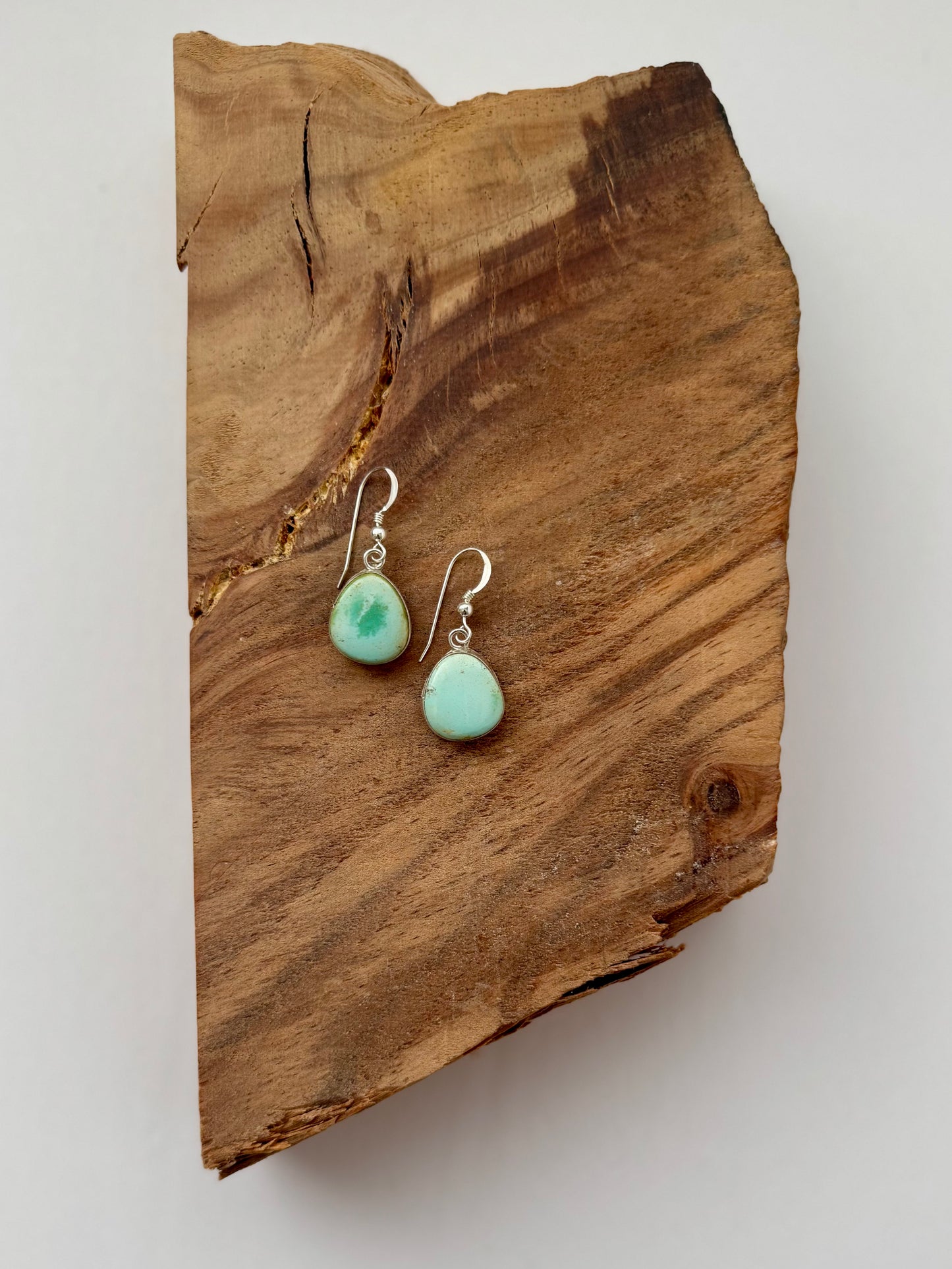 Turquoise Dangle Earrings - Sterling Silver- Native Handmade - Artist D