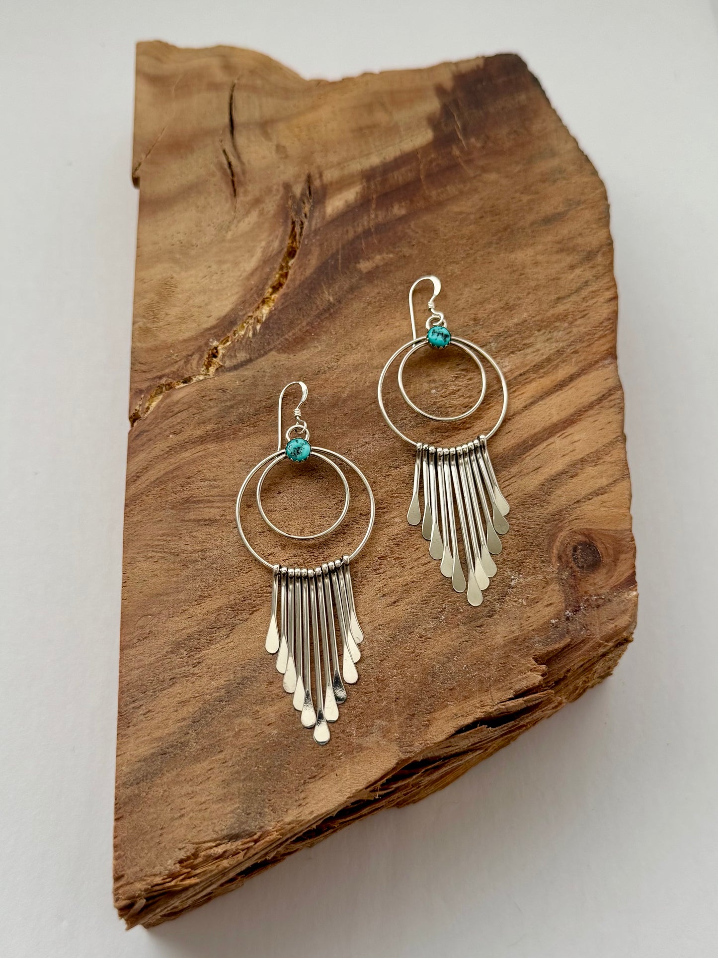 Dangle Chandelier Earrings with Turquoise- Sterling Silver
