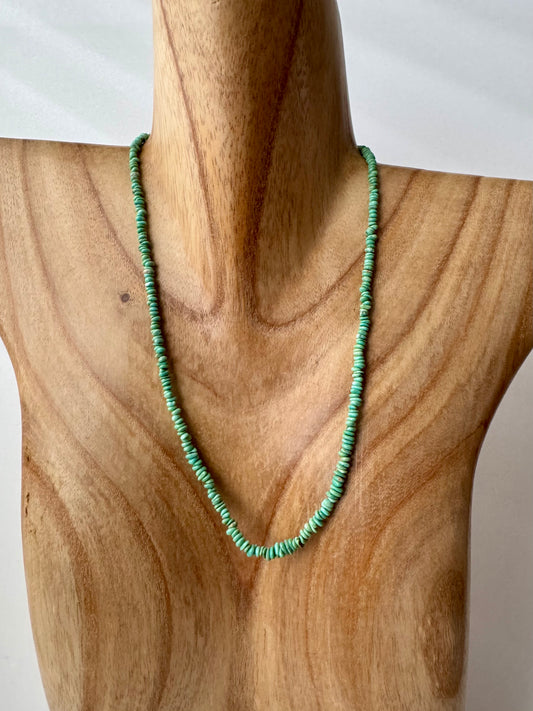 Small Mint Campitos Turquoise Nugget Necklace - Sterling Clasp-Length 19"