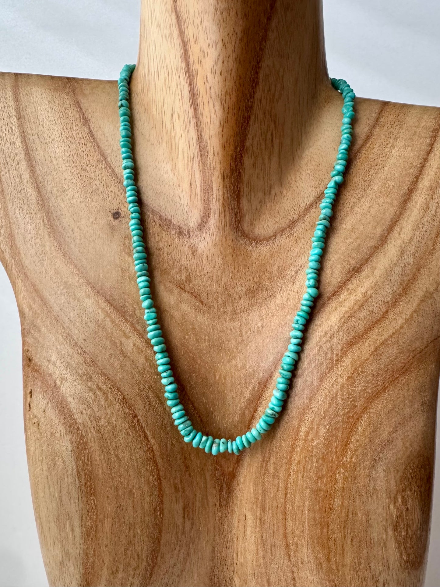 Blue Campitos Turquoise Necklace - Sterling Clasp- 19"