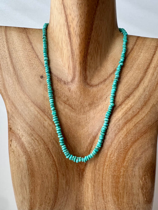 Blue Campitos Turquoise Necklace - Sterling Clasp- 19"