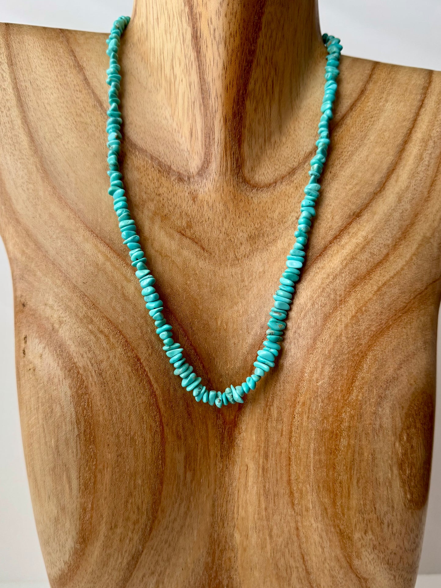 Light Blue Campitos Turquoise Necklace - Sterling Clasp- 19"