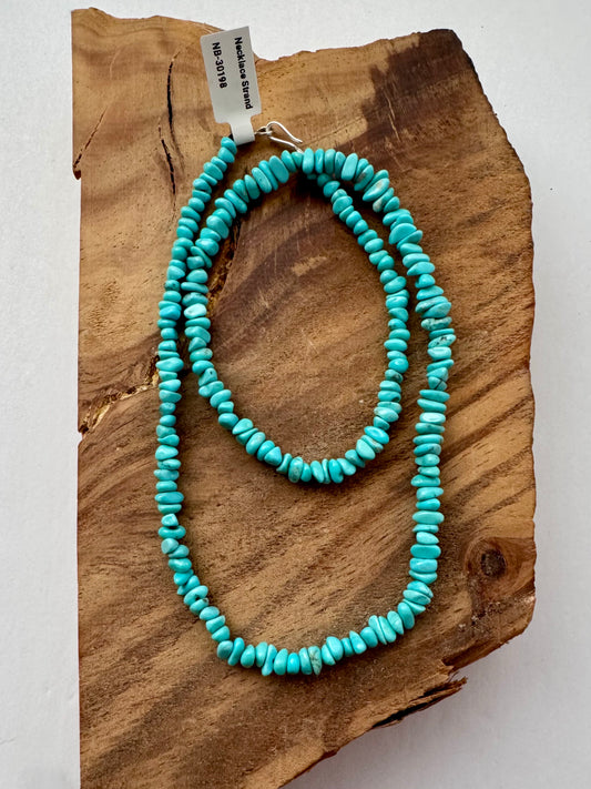 Light Blue Campitos Turquoise Necklace - Sterling Clasp- 19"