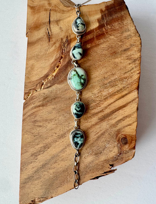 New Lander Bracelet - Sterling Silver - Native Handmade - Sharon Francisco (artist) - 6.15" to 7.15"