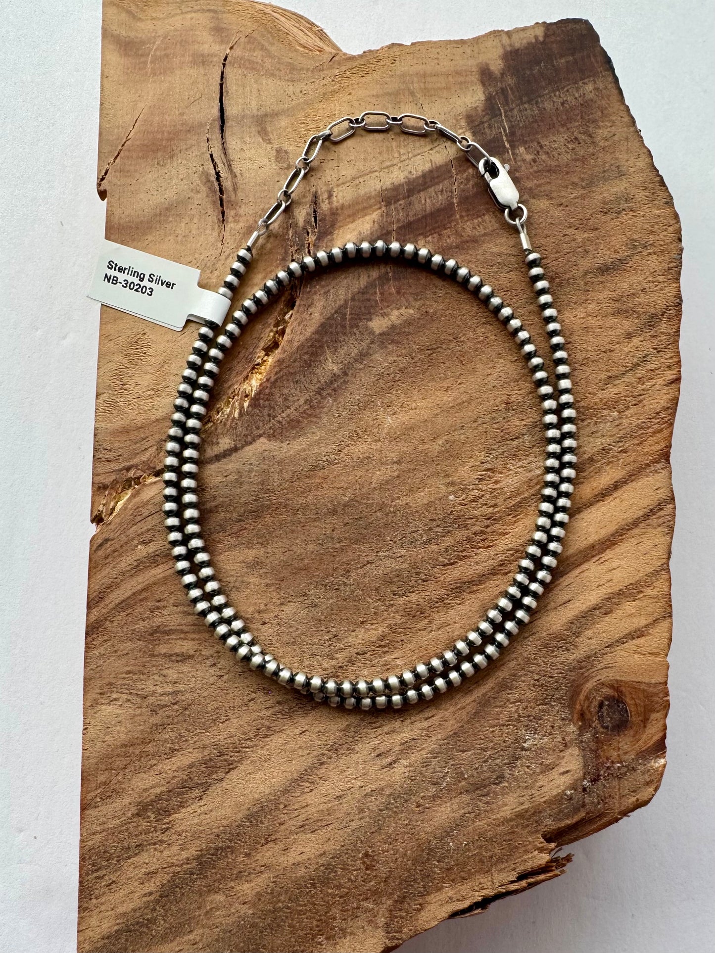 3mm Oxy Beads - Sterling Silver - 18"