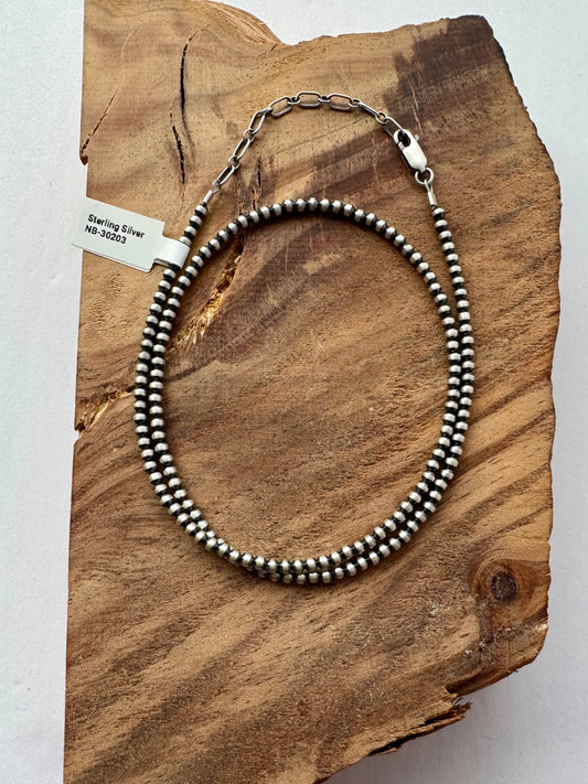3mm Oxy Beads - Sterling Silver - 18"