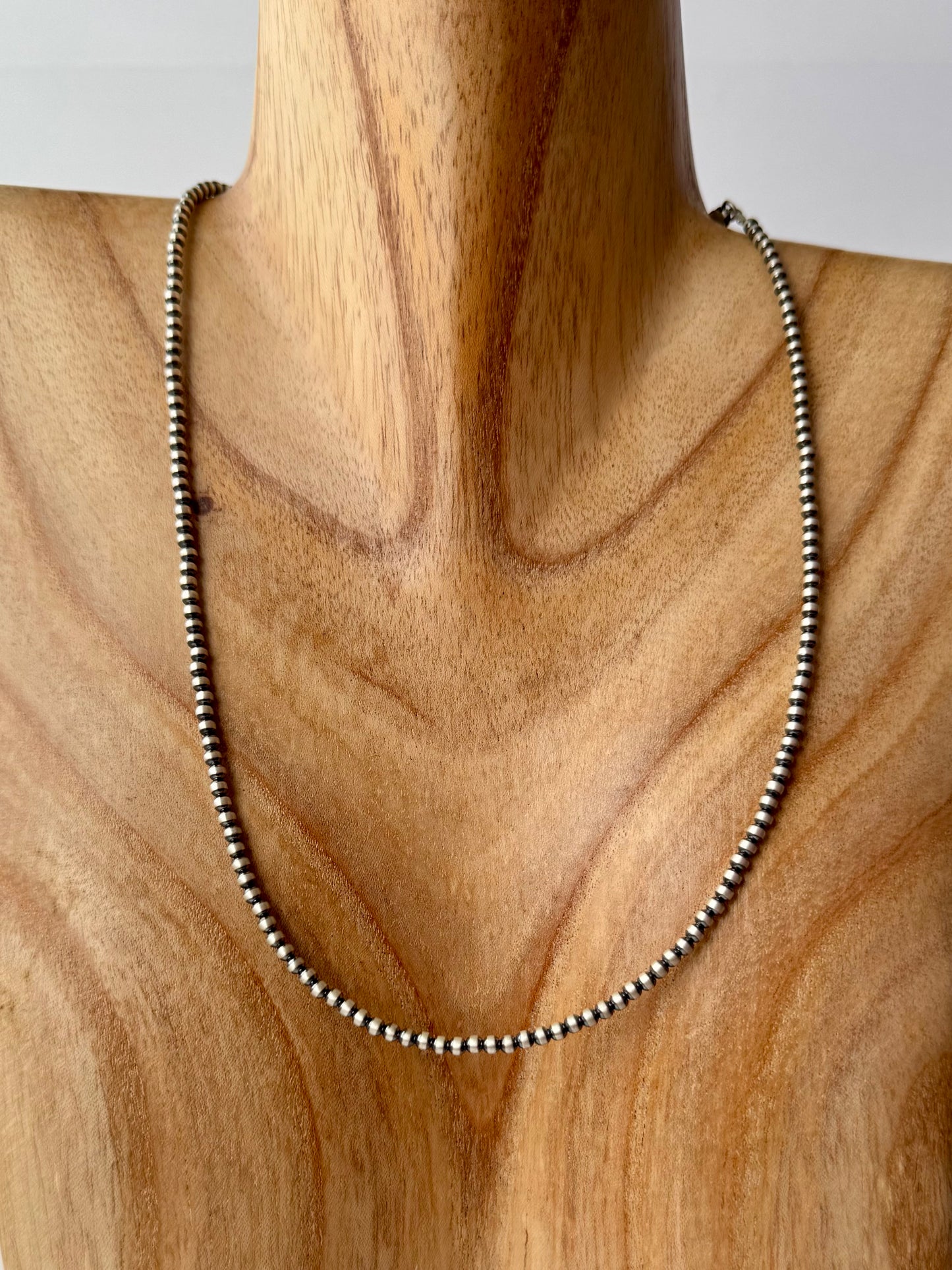 3mm Oxy Beads - Sterling Silver - 18"