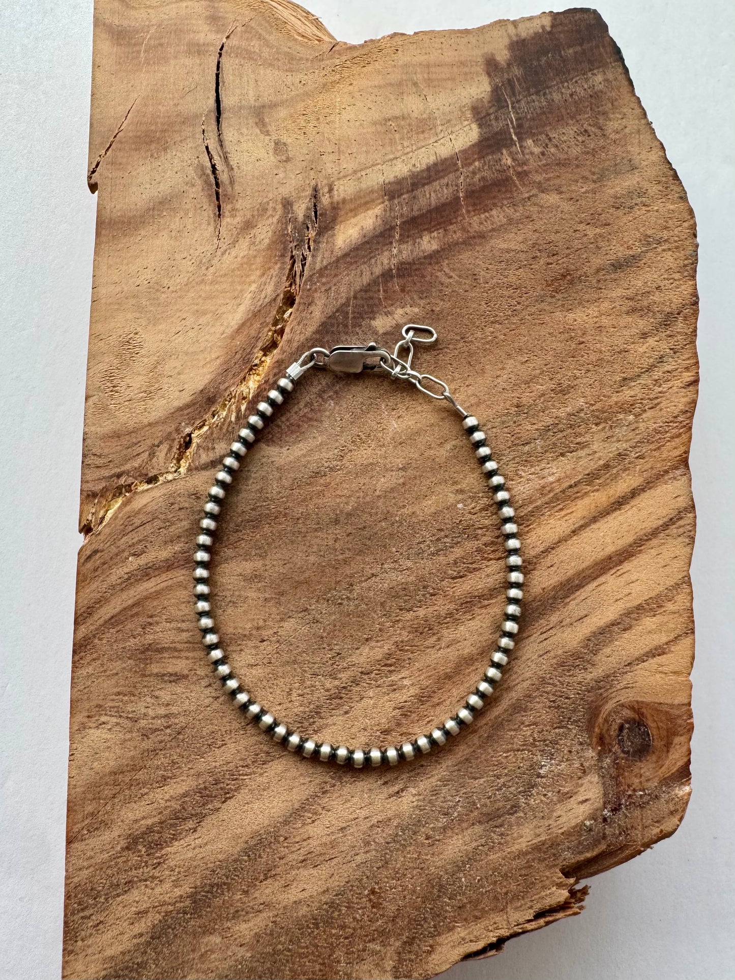 3mm Oxy Bead Bracelet - Sterling Silver - 7"-8"