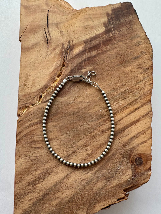 3mm Oxy Bead Bracelet - Sterling Silver - 7"-8"