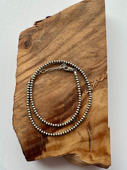 3mm Oxy Beads - Sterling Silver - 16"