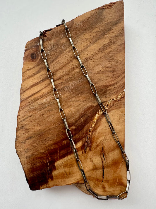 Squared Edge Paperclip Chain - Sterling Silver - 24"