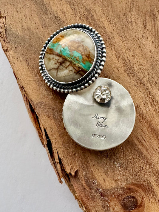 Ribbon/Boulder Royston Turquoise Round Earrings -Mary Ellen