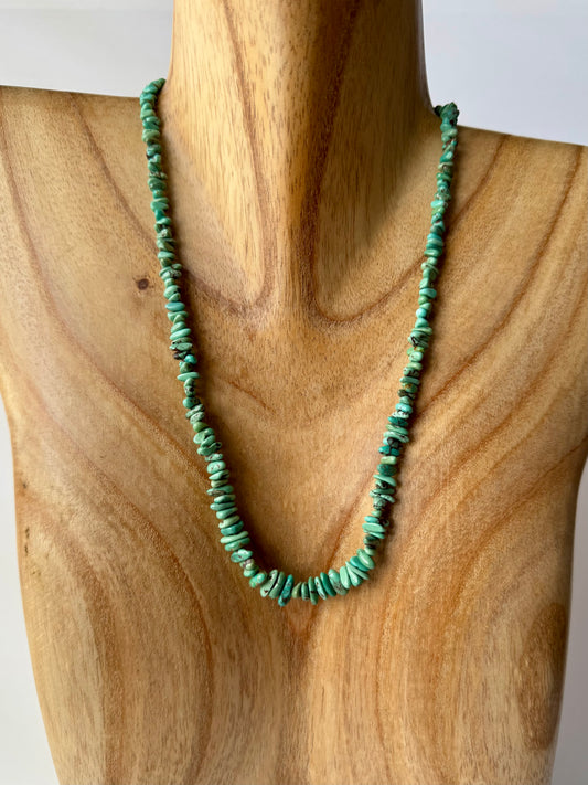 Graduated Green Egyptian Prince Turquoise Beads Necklace- Length 18.5