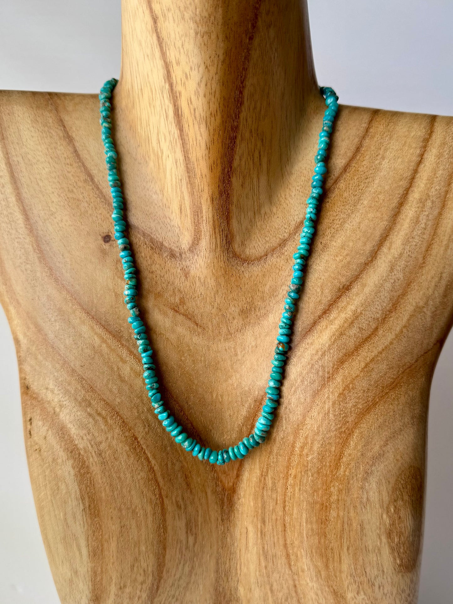 Grauduated Blue Campitos Turquoise Beads Necklace-Length 19"