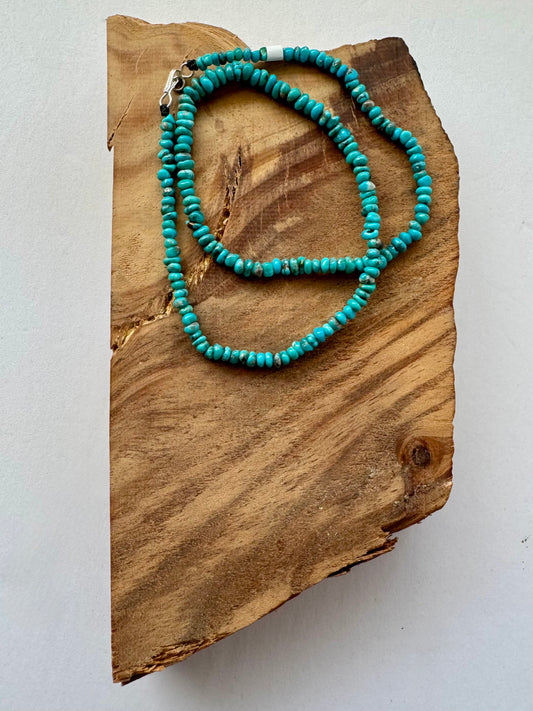 Grauduated Blue Campitos Turquoise Beads Necklace-Length 19"