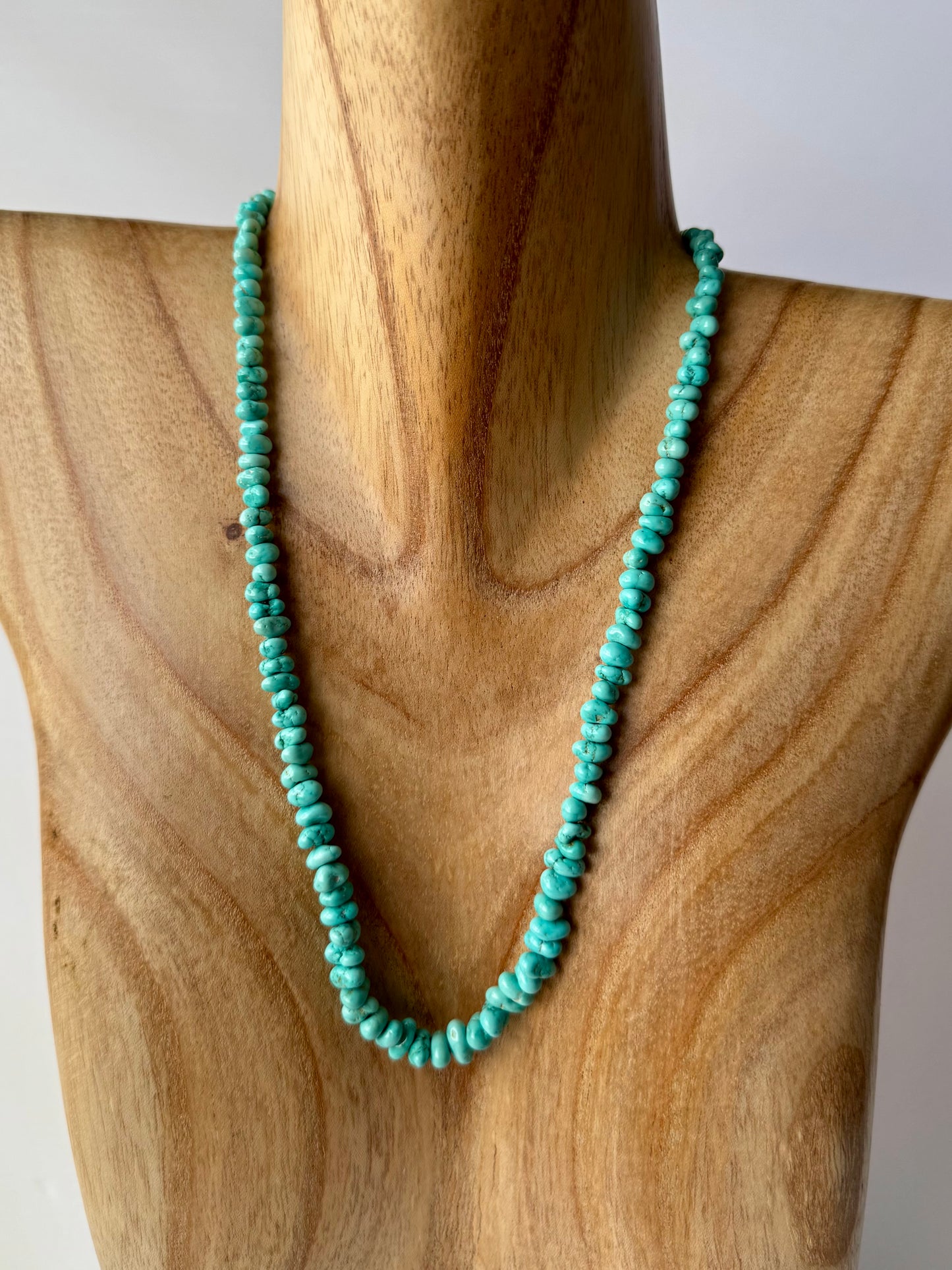 Graduated Lone Mountain Turquoise Nuggets Necklace- Length 18"