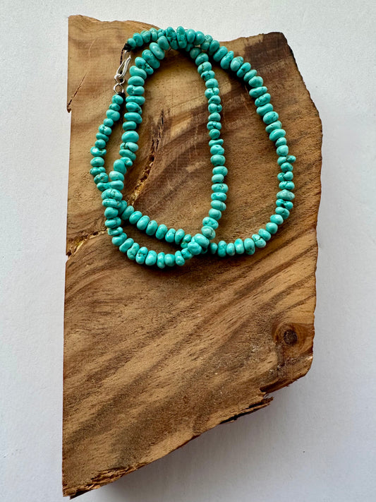 Graduated Lone Mountain Turquoise Nuggets Necklace- Length 18"