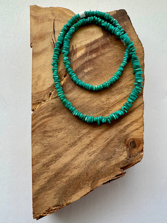 Graduated Teal Campitos Turquoise Beads Necklace -Length 19"