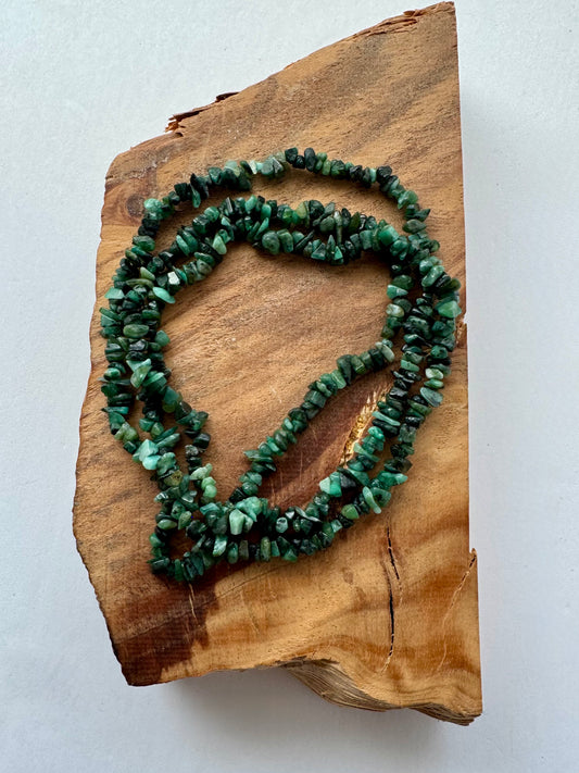 Emerald Chip Necklace with no Clasp -Length 36"