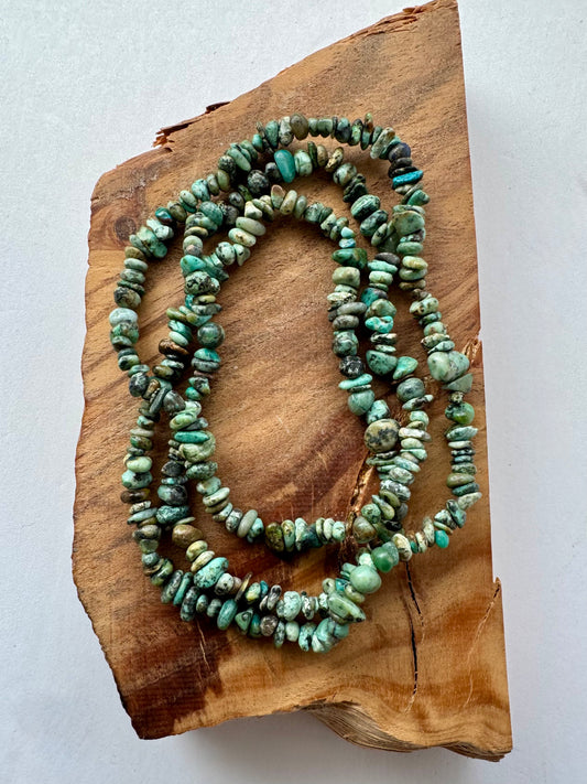 Turquoise Chip Necklace with no Clasp -36"