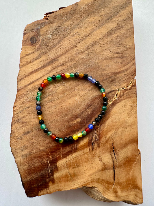 Colorful Sea Glass Stretch Bracelet -4mm