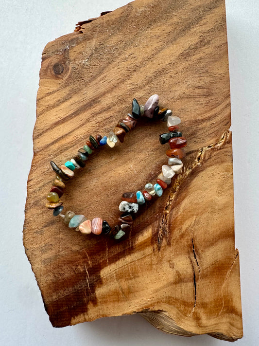 Multi Color Gemstone Chip Stretch Bracelet